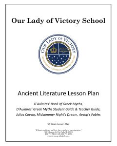Lesson Plans - Elective Ancient Literature