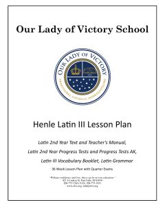 Lesson Plans - Elective Henle Latin III (2nd Yr text)